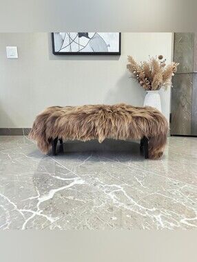 Natural Brown Double Long Wool Icelandic Sheepskin 2 Pelt Rug XXL